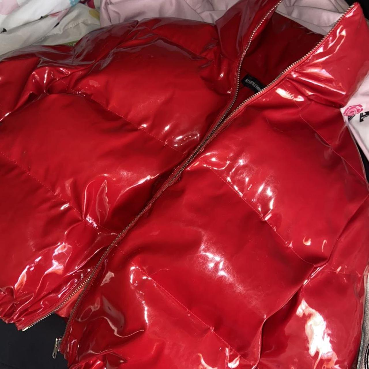 Prettylittlething Red And White Puffer PrettyLittle Thing Red Vinyl