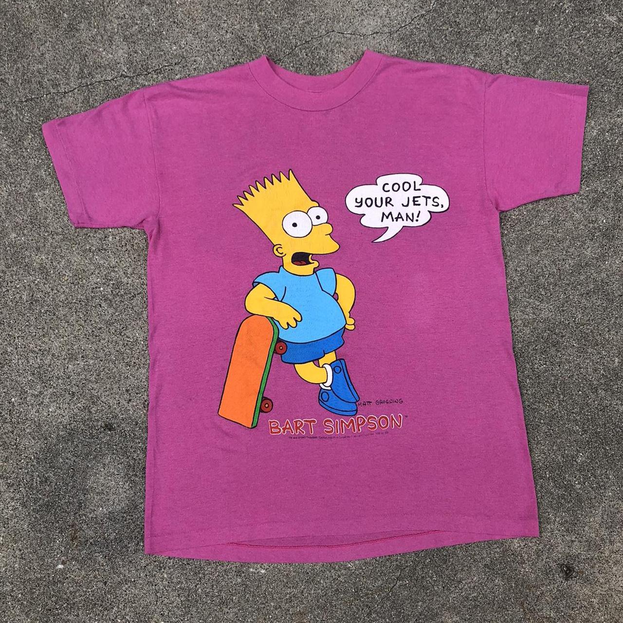 Vintage 1990 Bart Simpson Cool Your Jets Man Tee - Depop