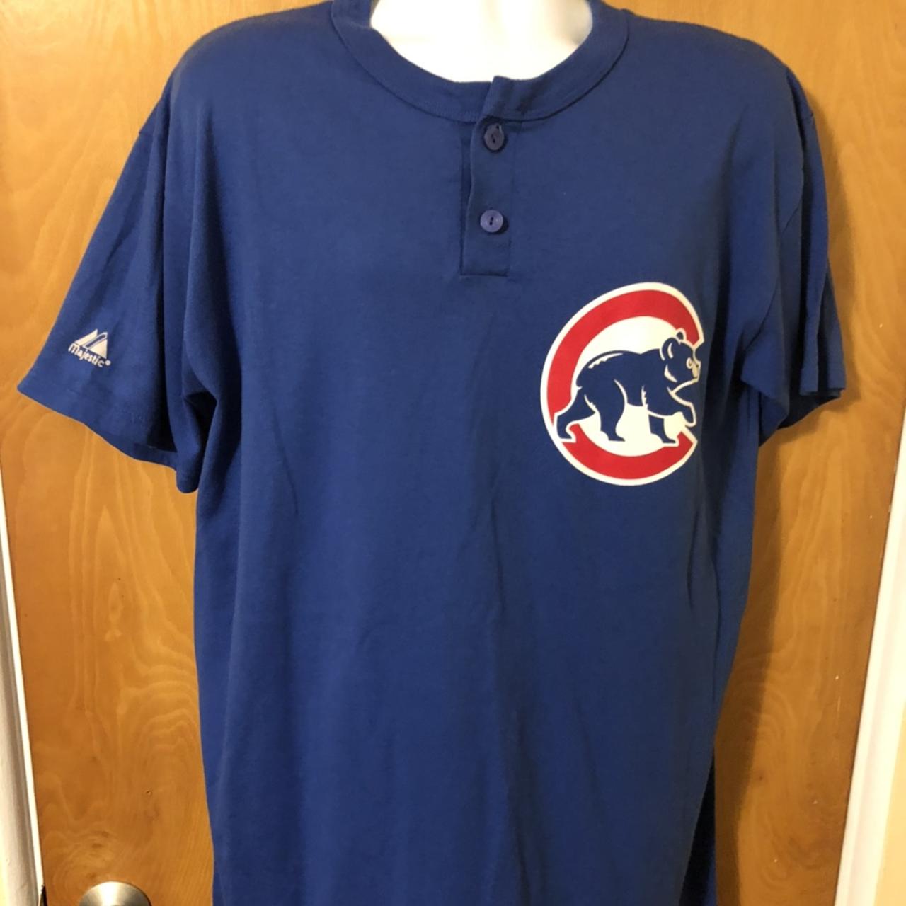 Rare vintage 90s Majestic Chicago Cubs blue wool and - Depop