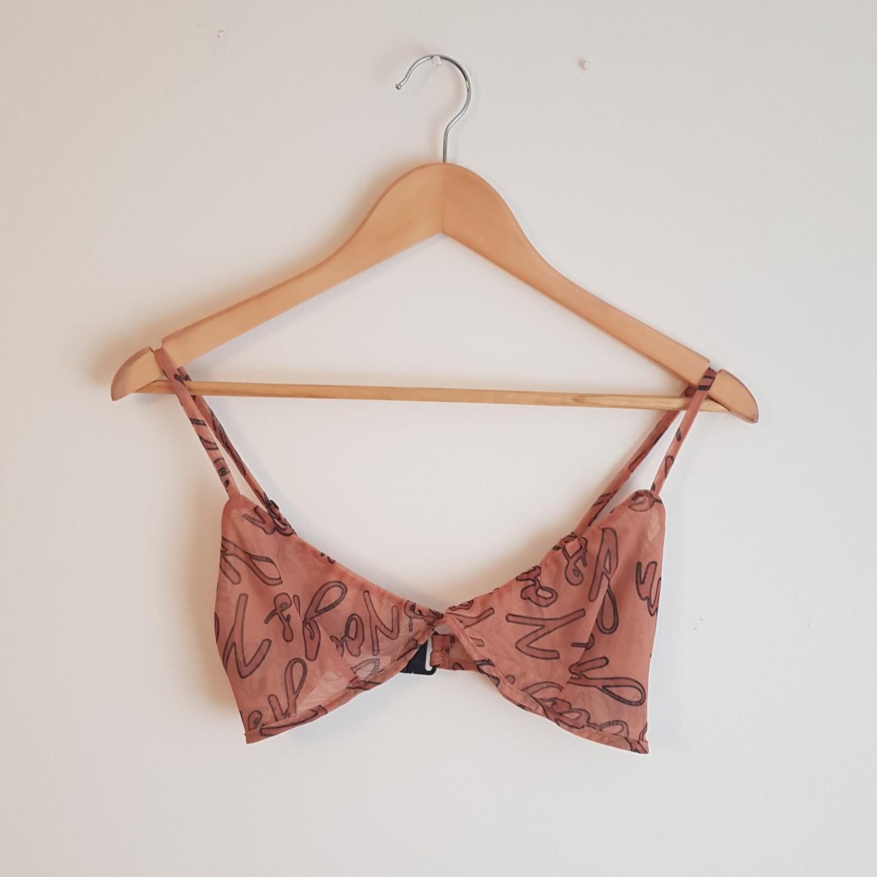 AsYou monogram mesh triangle bra in tan - ShopStyle