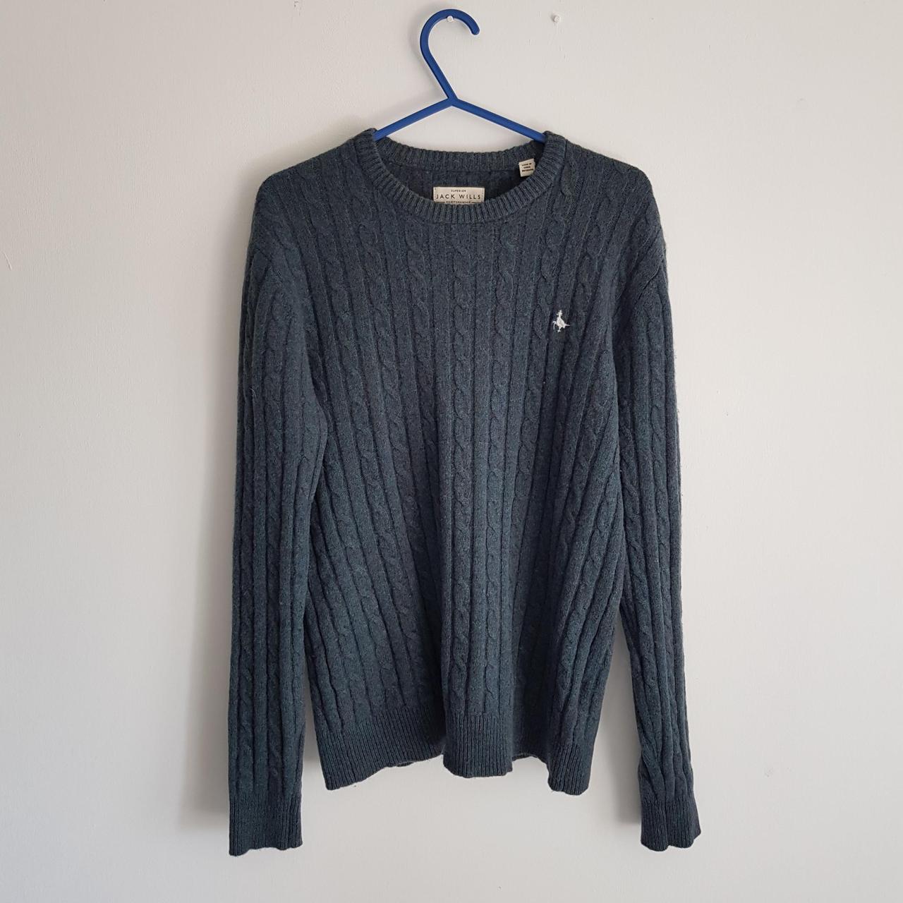 Jack Wills Men's Green and Blue Jumper | Depop