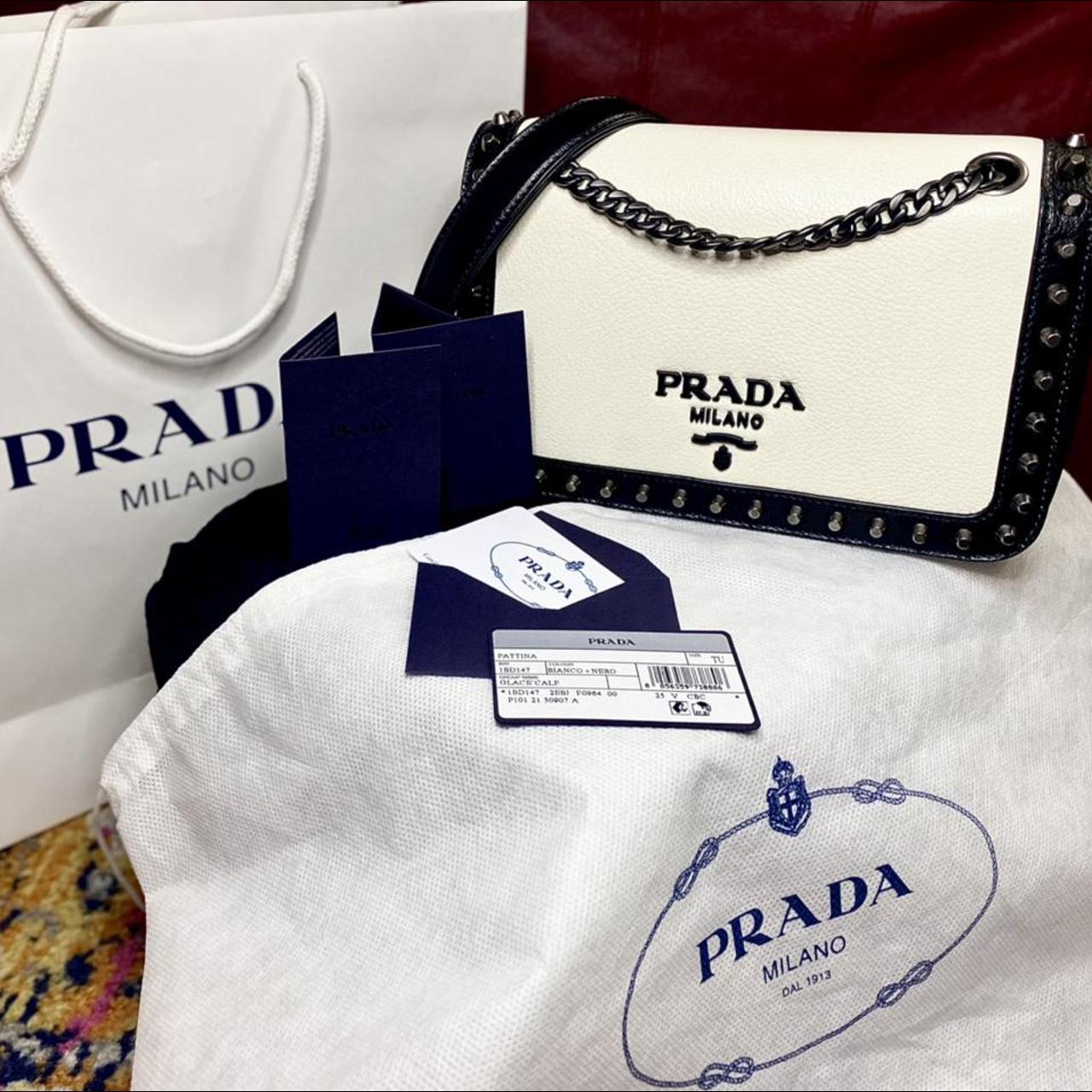 Prada Pattina Envelope Clutch In Calf Leather in White