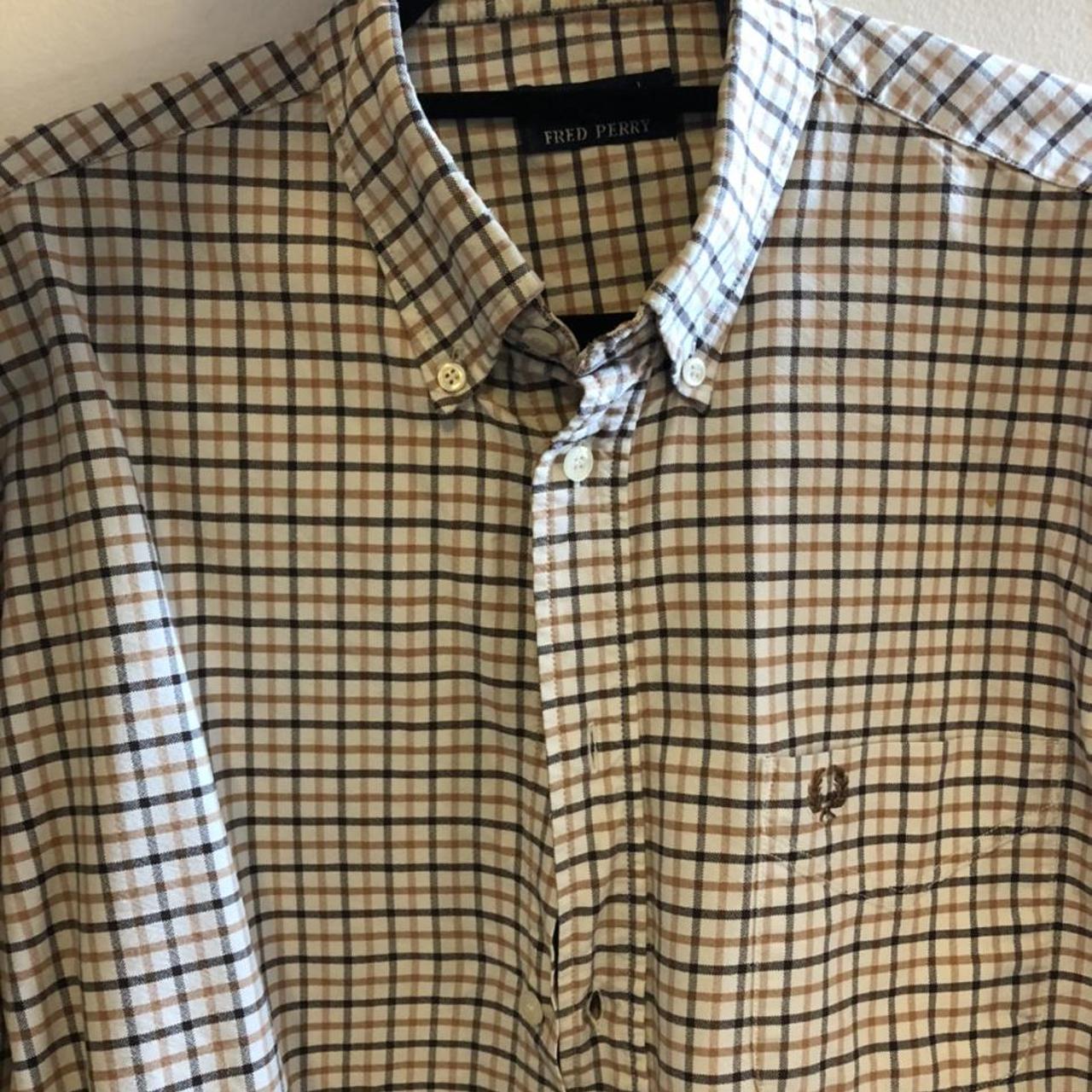 Vintage Fred Perry Shirt chequered in good condition... - Depop