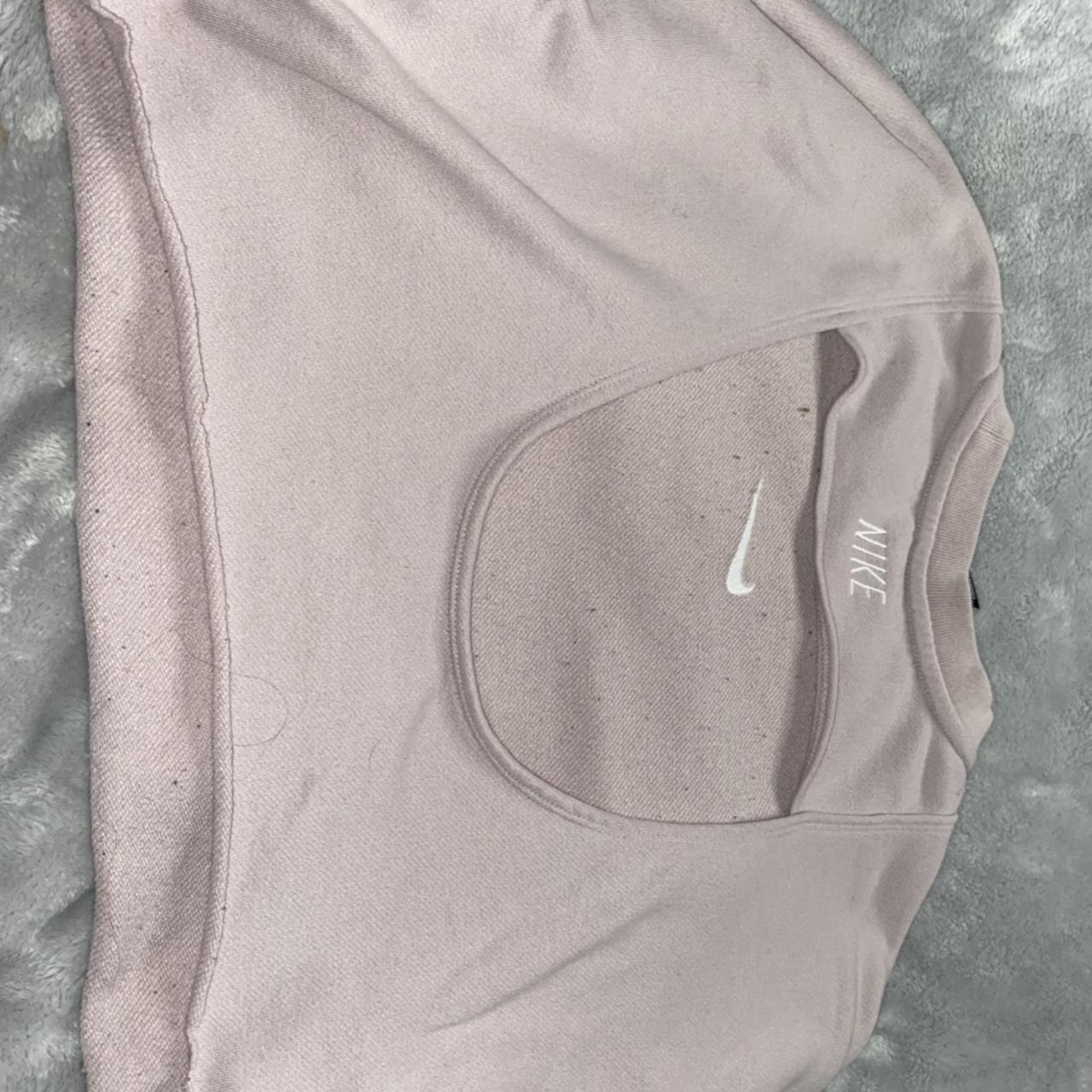 Used cropped light pink Nike sweatshirt with cut out... Depop