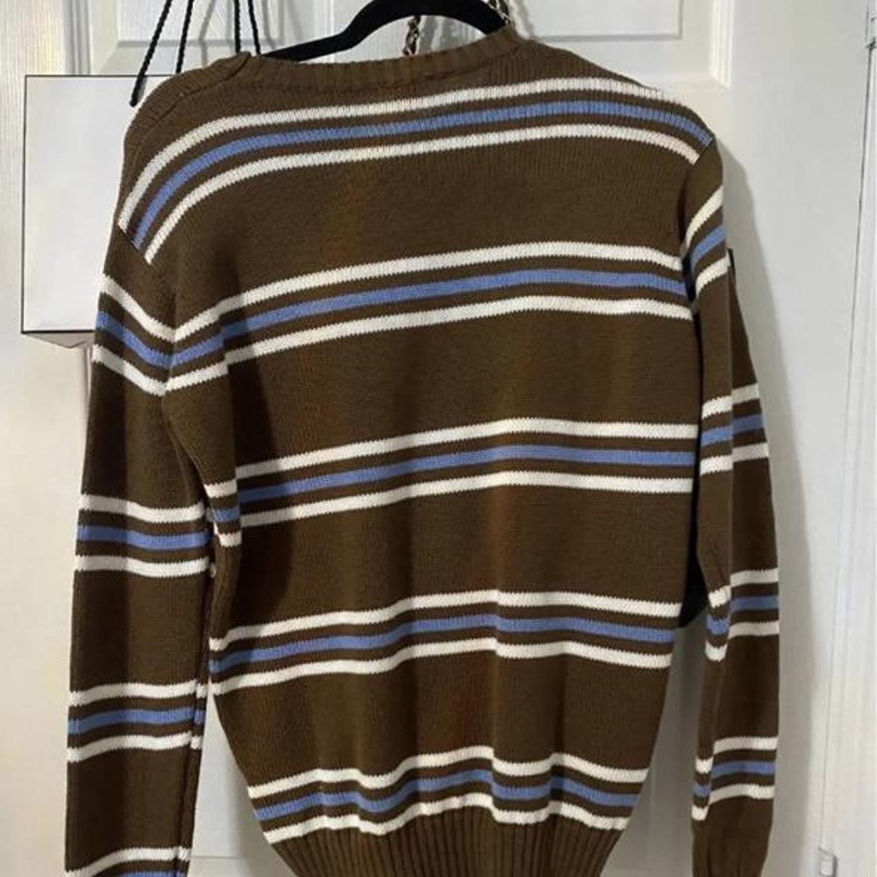 striped brandy melville Brianna sweater in brown and... - Depop