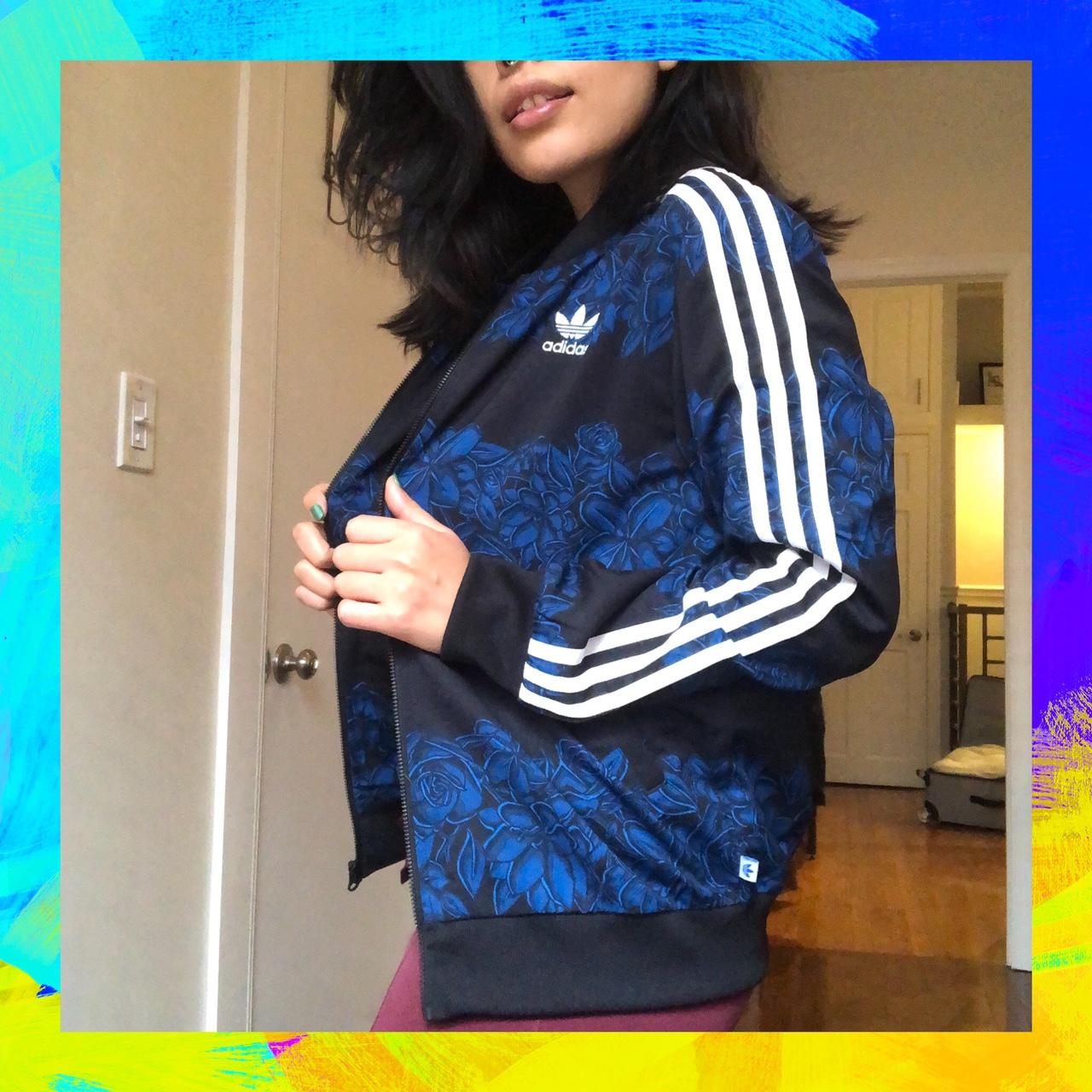 Adidas blue clearance floral jacket