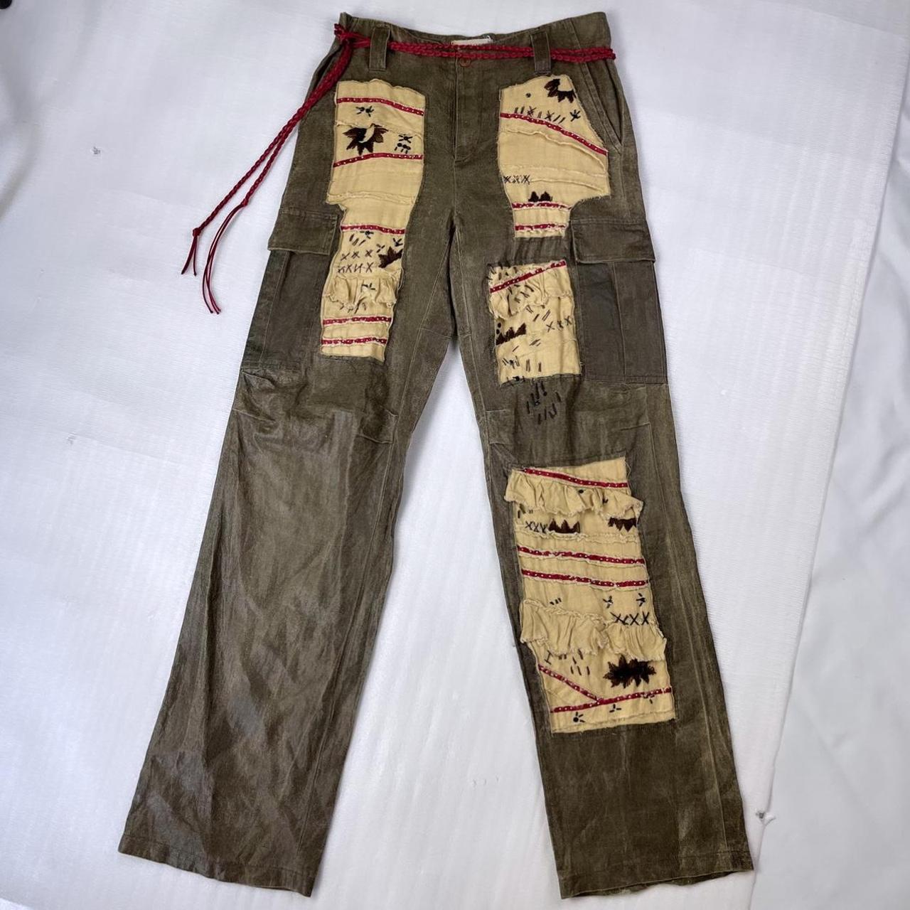 italian designer 2000s trousers with many details... - Depop