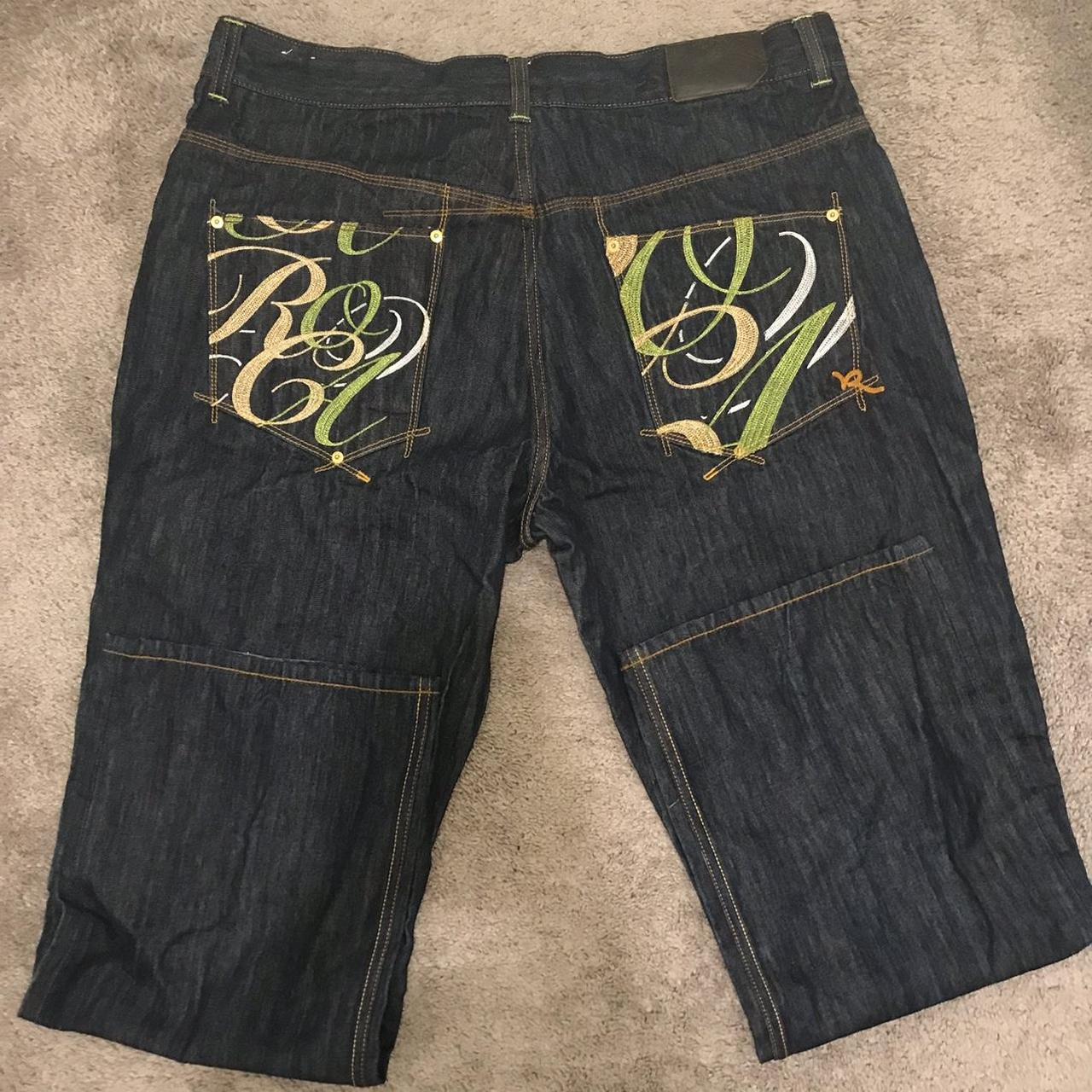 2000s Rocawear Baggy Embroidered Jeans (sz. 42) Y2k... - Depop