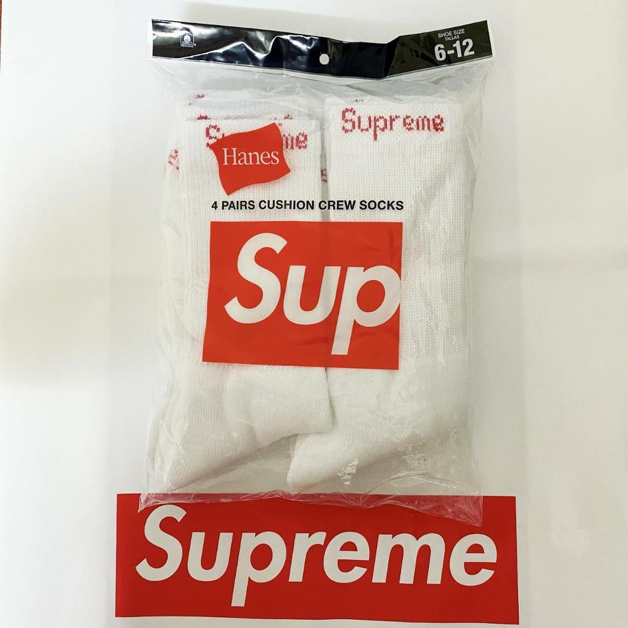 Supreme x Hanes White Crew Socks 4 pair of socks in... - Depop