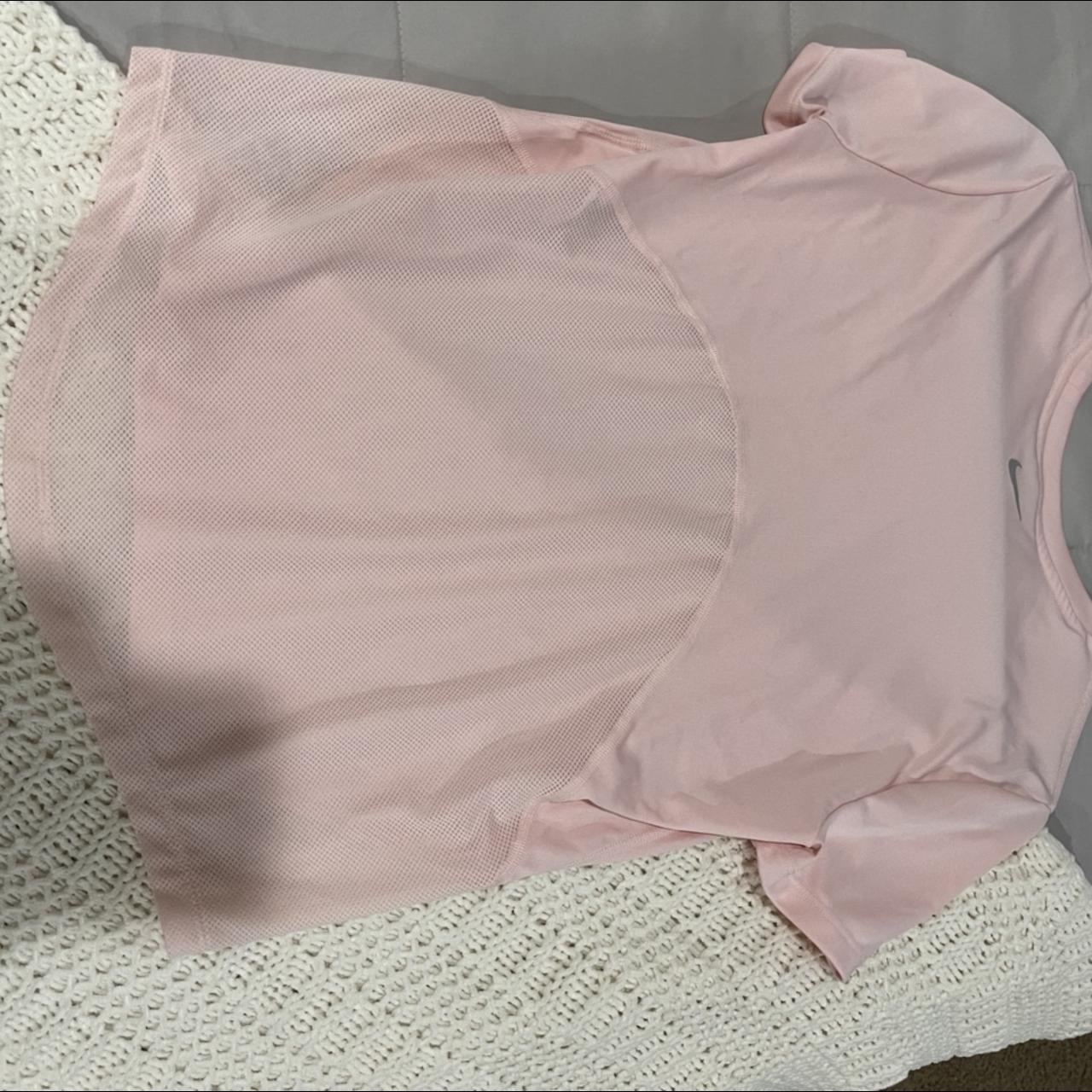 cute baby pink nike dri fit top, has mesh in the - Depop