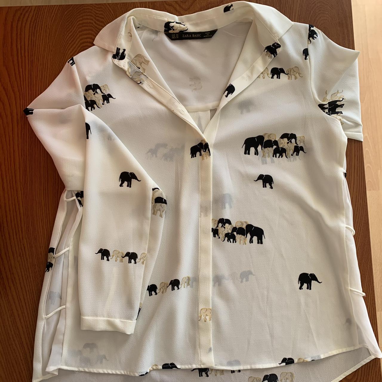 Zara button down shirt Elephant print 🐘🐘🐘 Size xs Depop