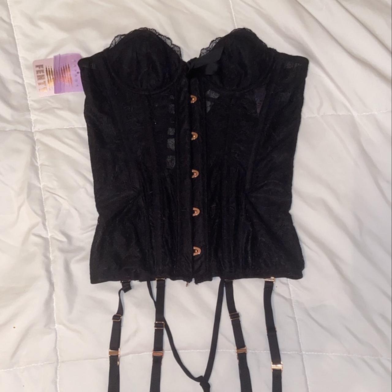 fenty black embroidered lace corset ♡ size xs ♡... - Depop