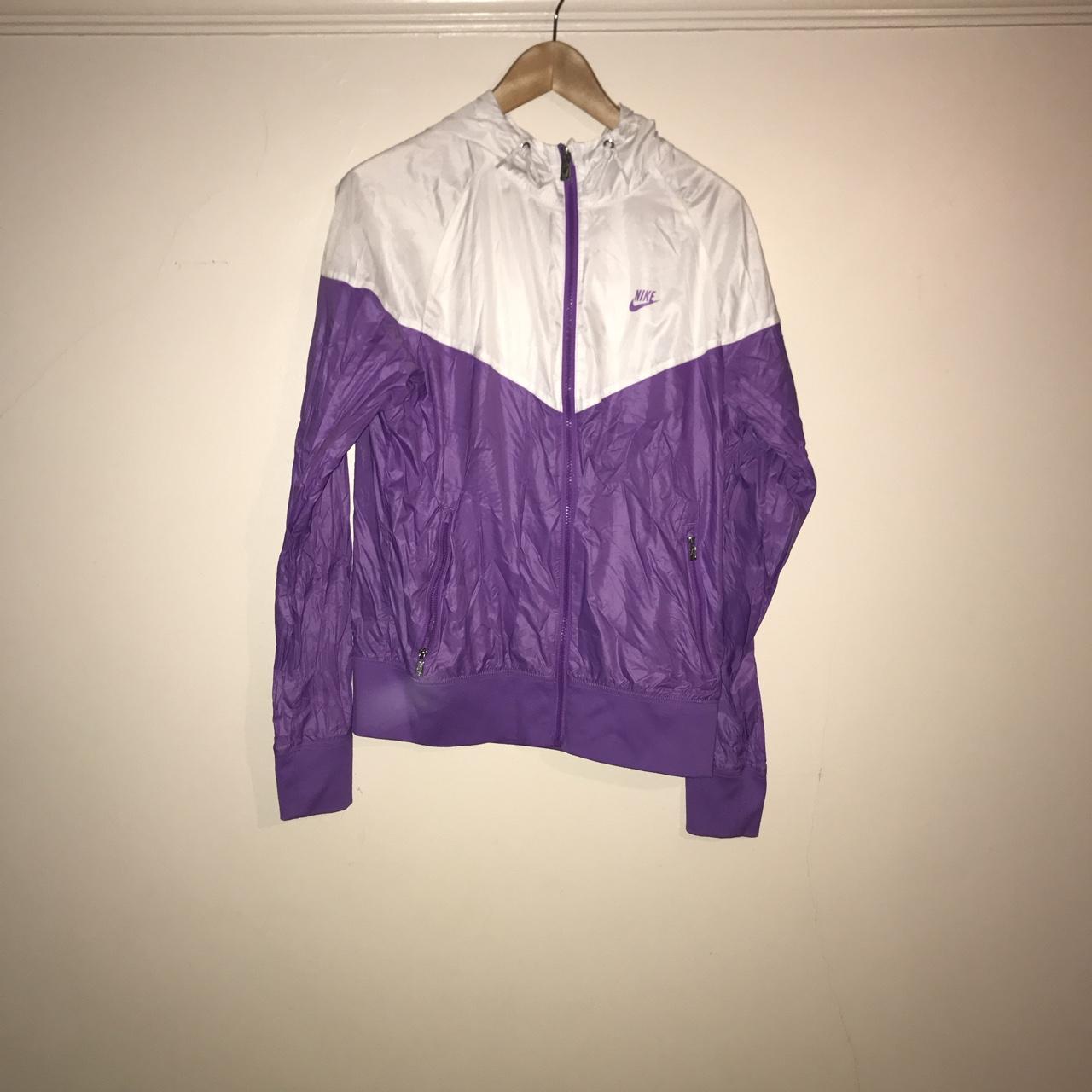 white and purple nike windbreaker