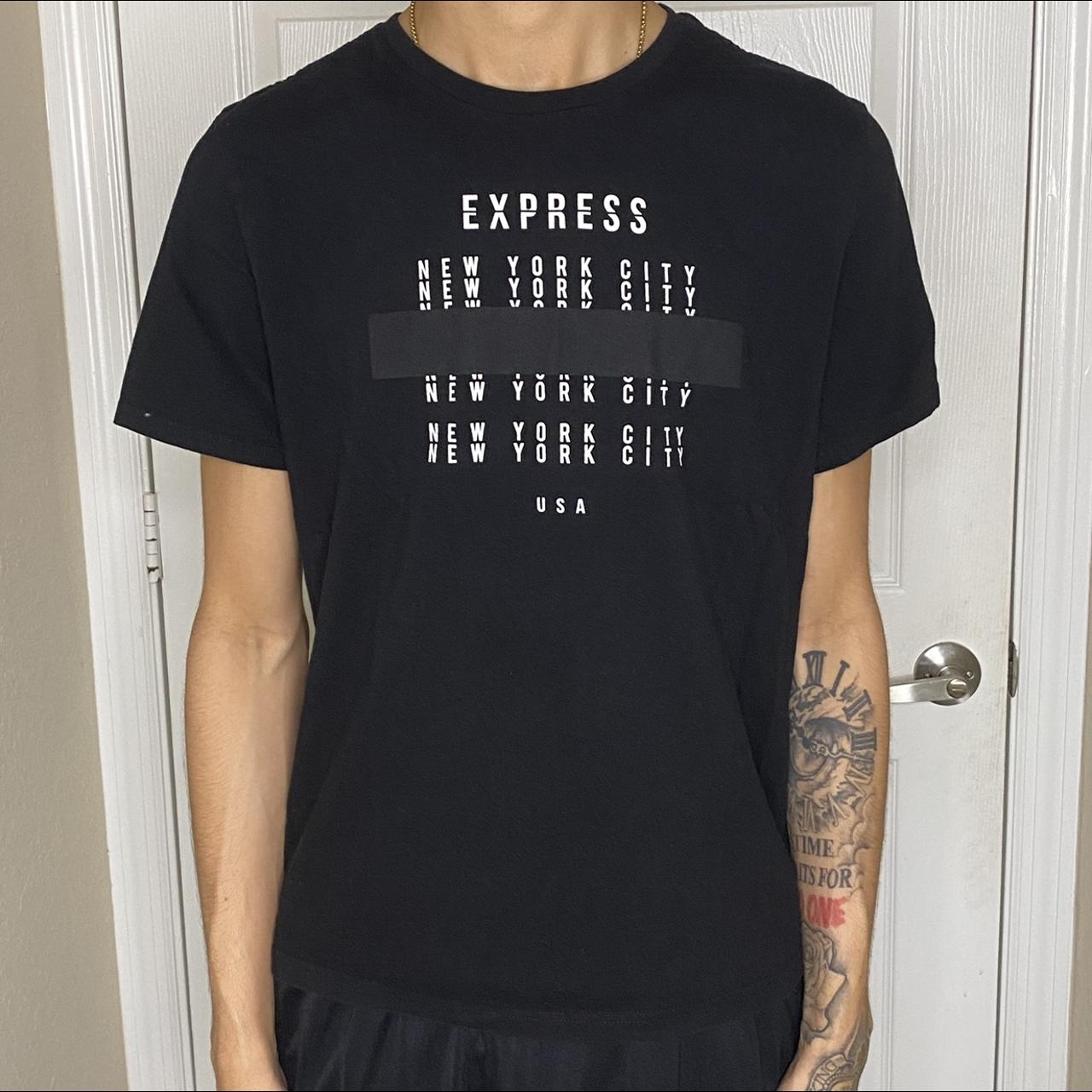 Express Men's Black and White Tshirt Depop