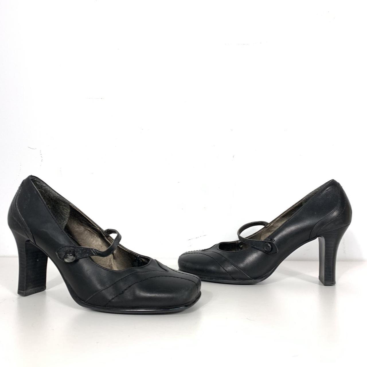 VINTAGE MARY JANE SQUARE TOE HEELED BLACK GENUINE... - Depop