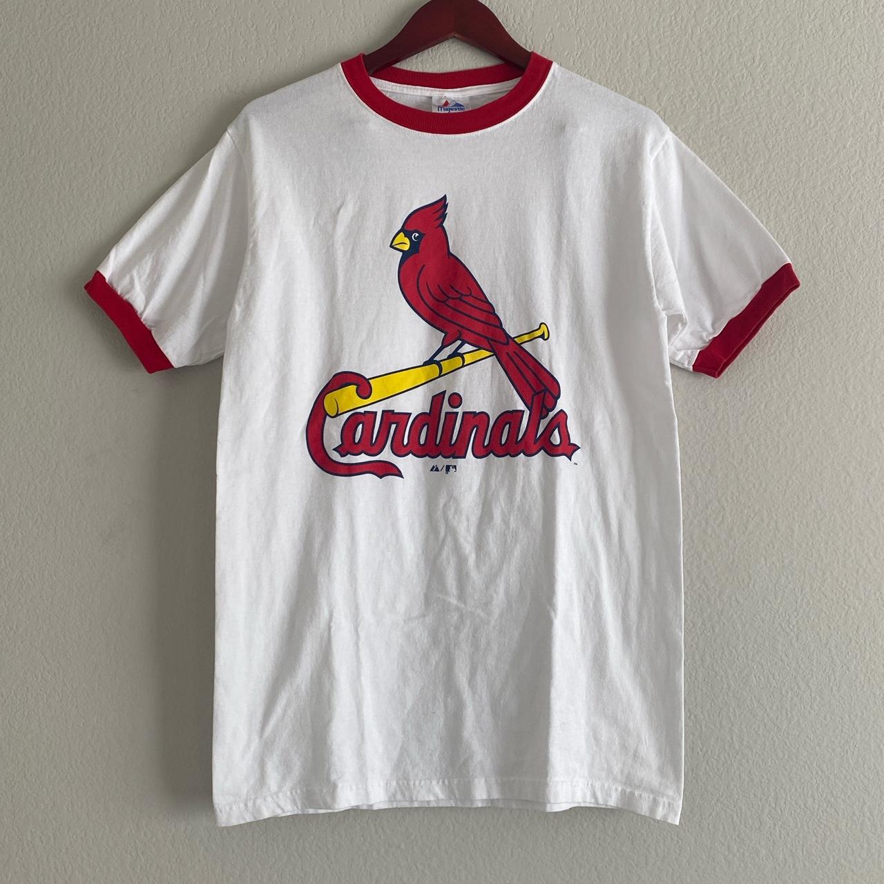 St. Louis Cardinals Majestic Throwback Ringer White T Shirt