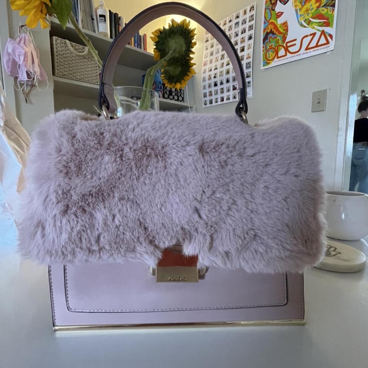 fluffy pink aldo hang bag aldo pinkpurse fluffy