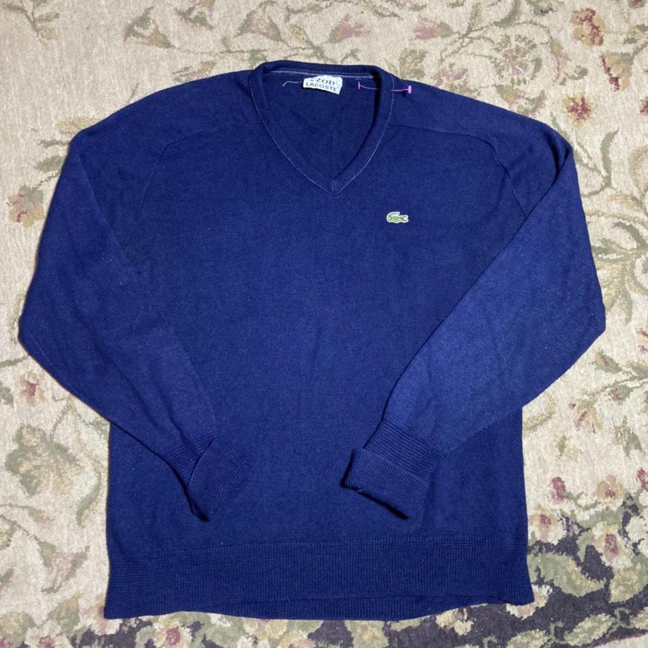 Lacoste Men's Navy and Green Jumper | Depop