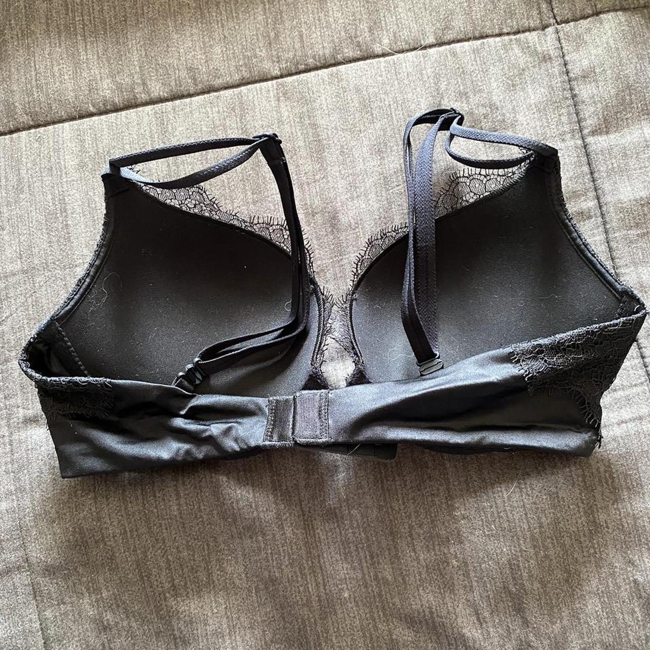 PINK Victorias Secret black lace front closure bra - Depop