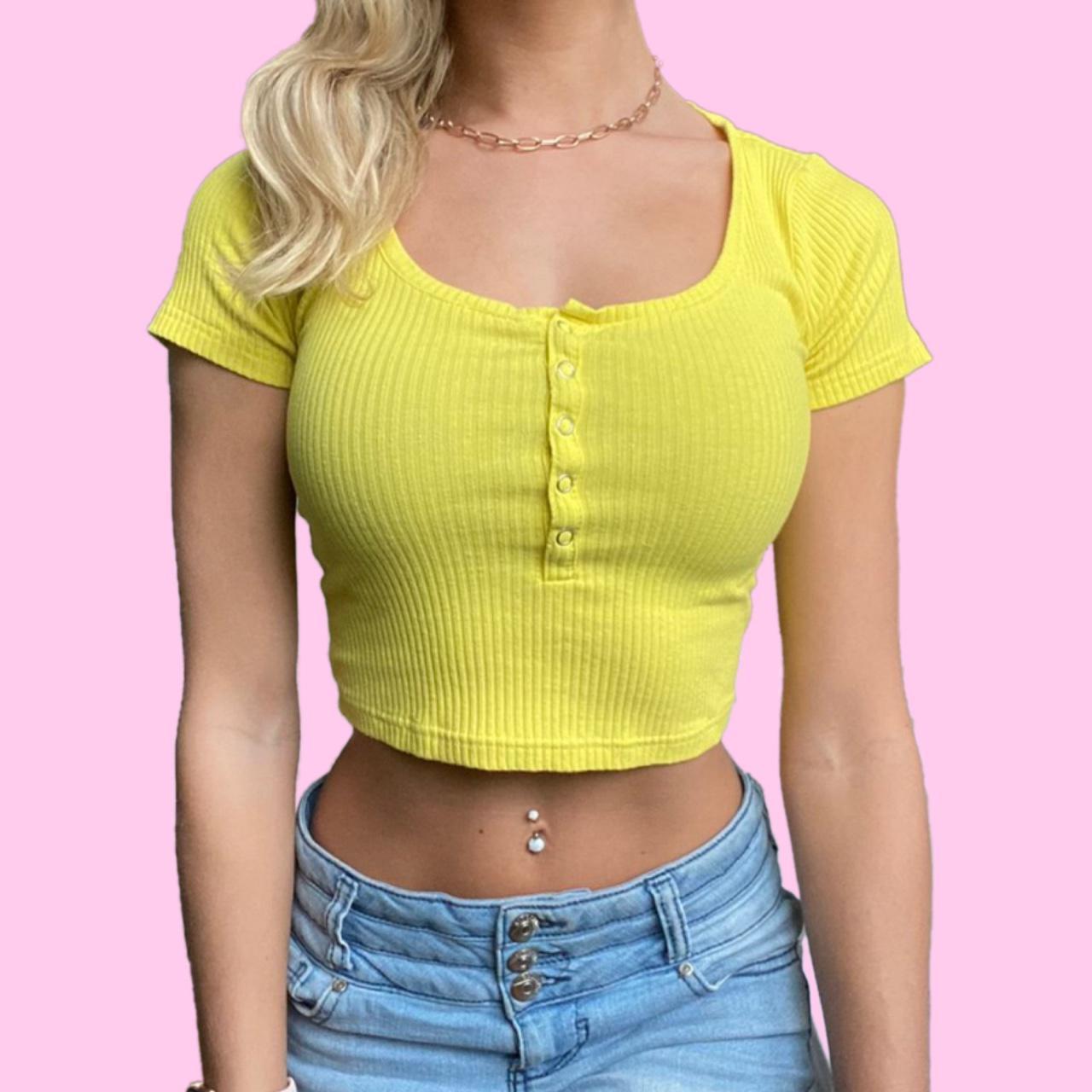 shein-women-s-yellow-crop-top-depop