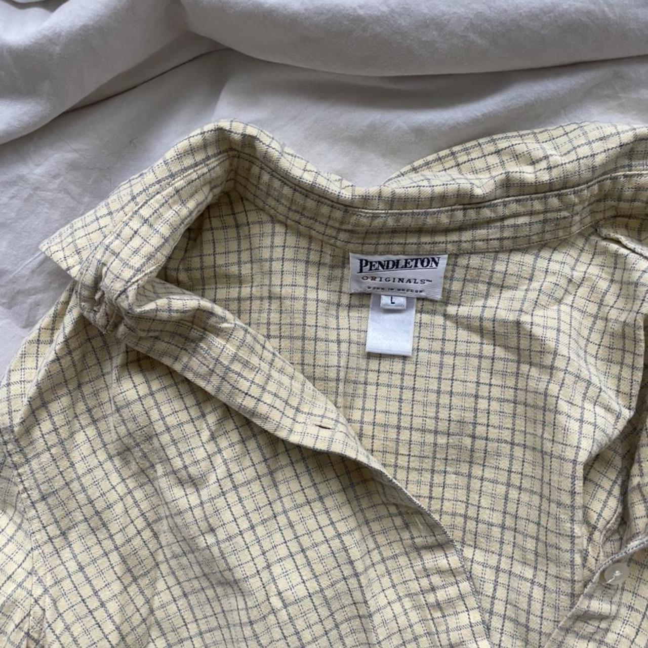 Soft yellow Pendleton flannel shirt with blue and... - Depop