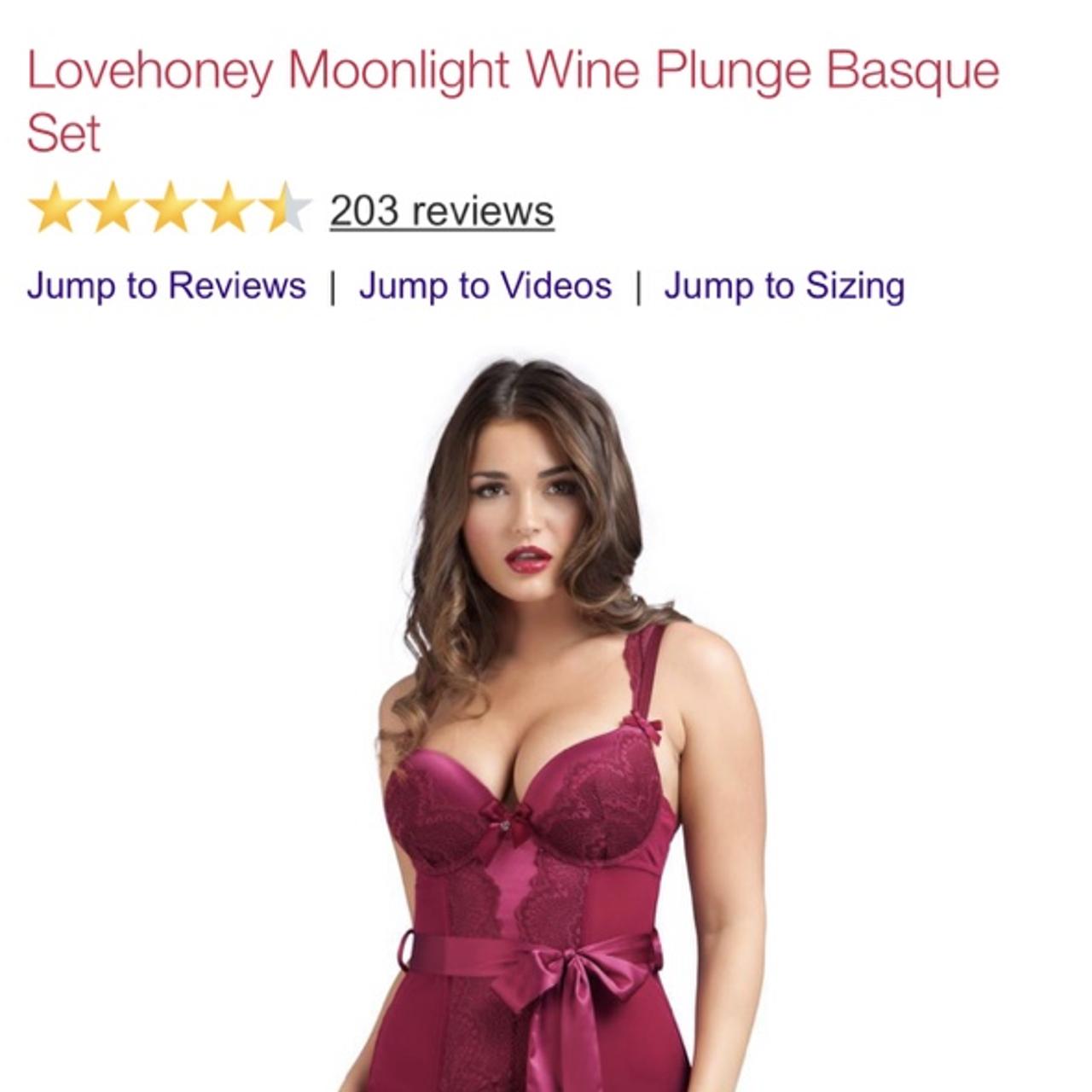 Love Honey Moonlight Wine Plunge Basque Set-Never... - Depop