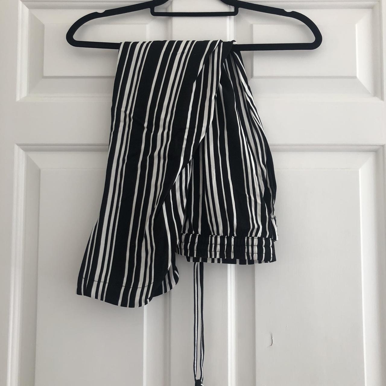 Black/white striped trousers - Depop