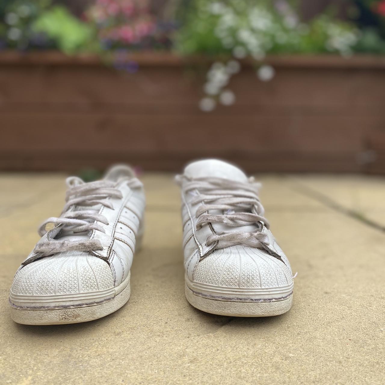 ADIDAS SUPERSTARS OFF WHITE/DARK GREEN SIZE 9. RRP - Depop