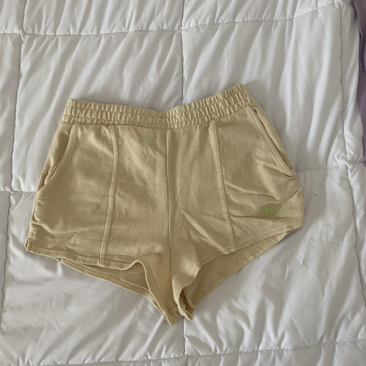 Bershka track shorts cream - Depop