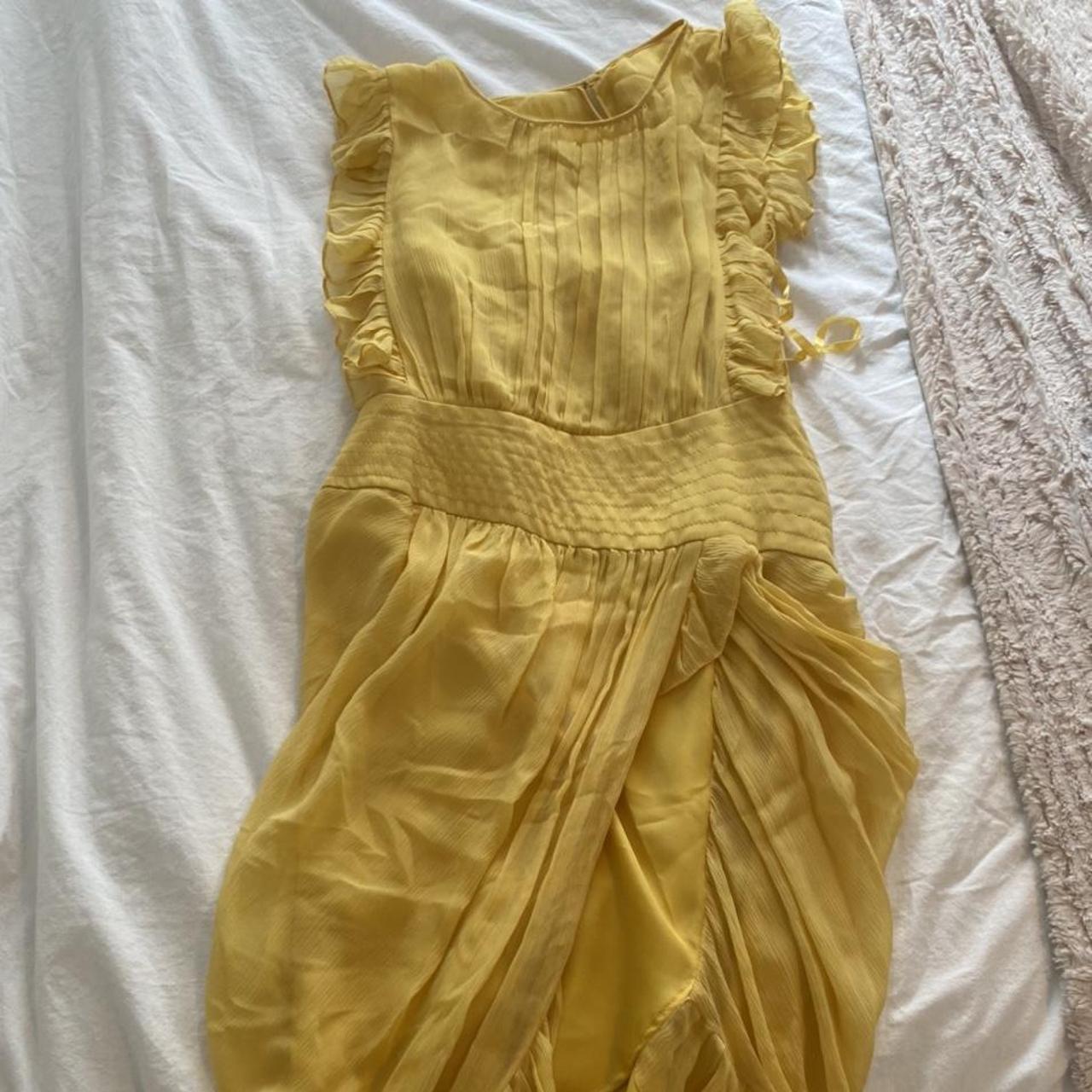 BCBG Maxazria yellow dress. Very pretty and drapes