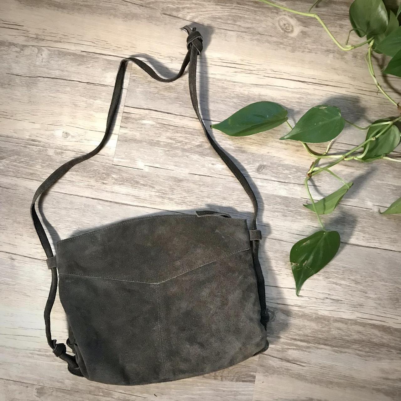 Grey suede purse from Urban Outfitters fun knitted... Depop