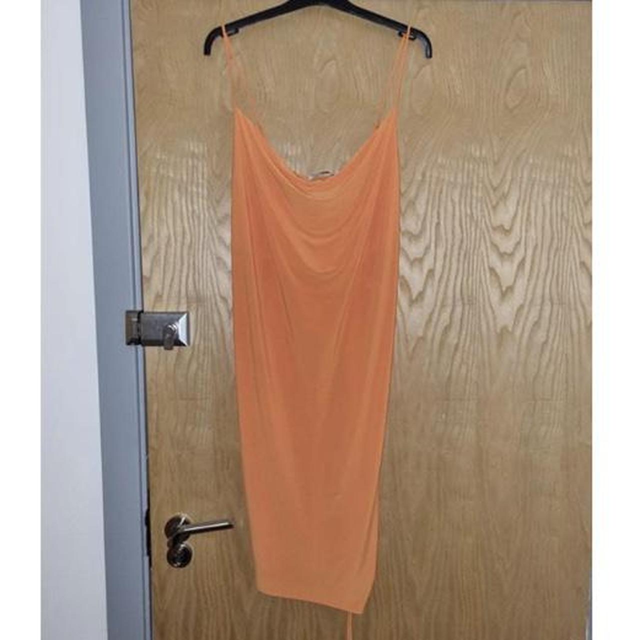 Zara orange slip dress with ruched side. Size medium... Depop