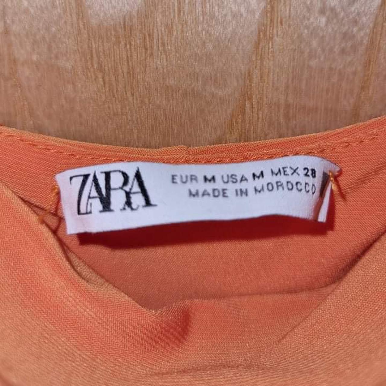 Zara orange slip dress with ruched side. Size medium... Depop
