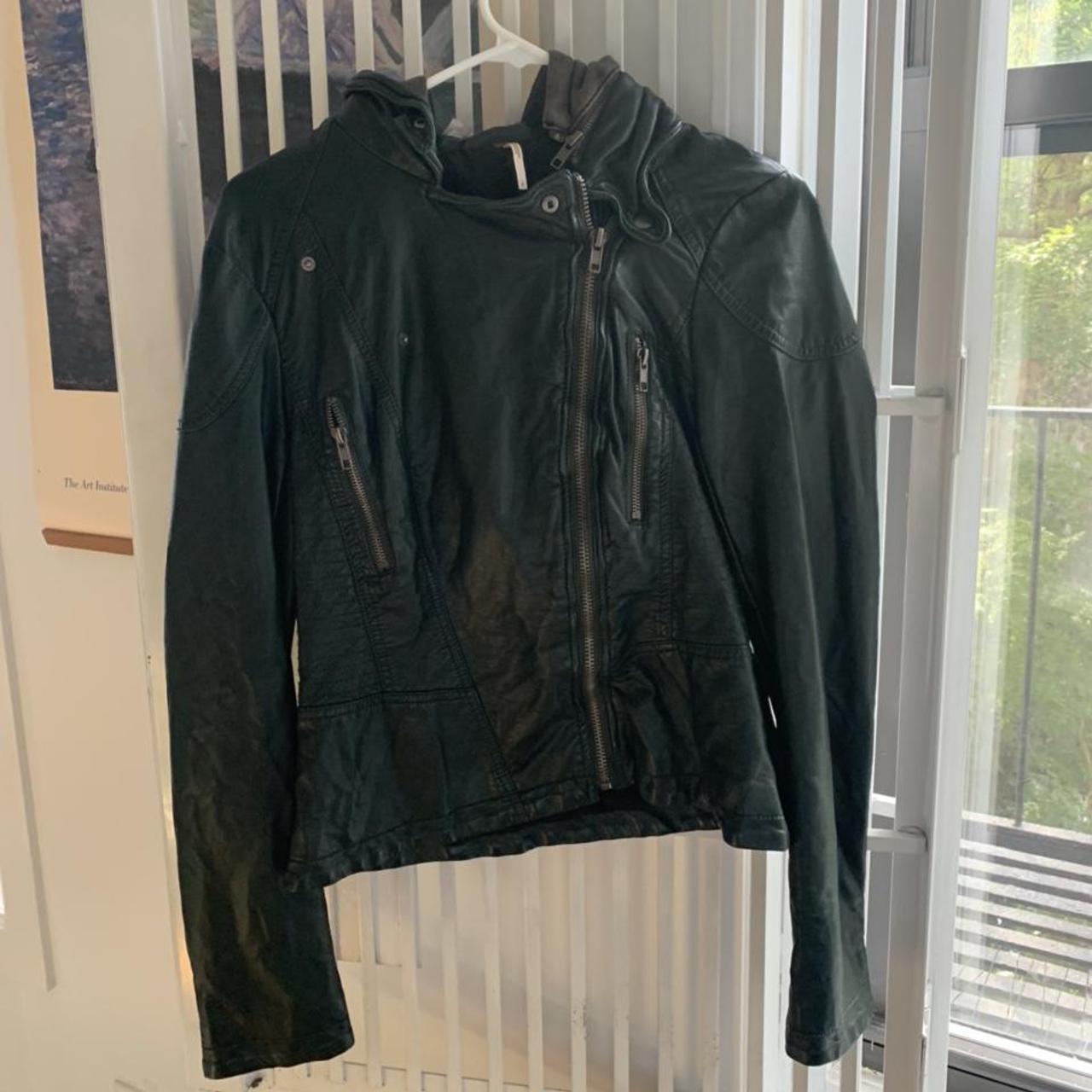 free people green leather jacket