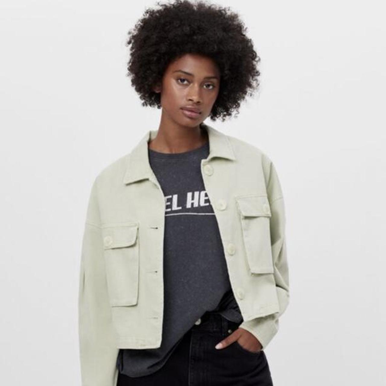 pale green denim jacket