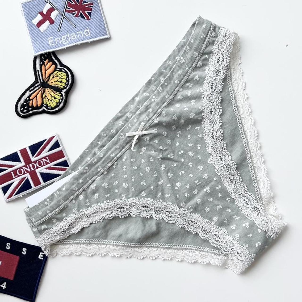 Sage green with white floral underwear 🩲 Soft... - Depop