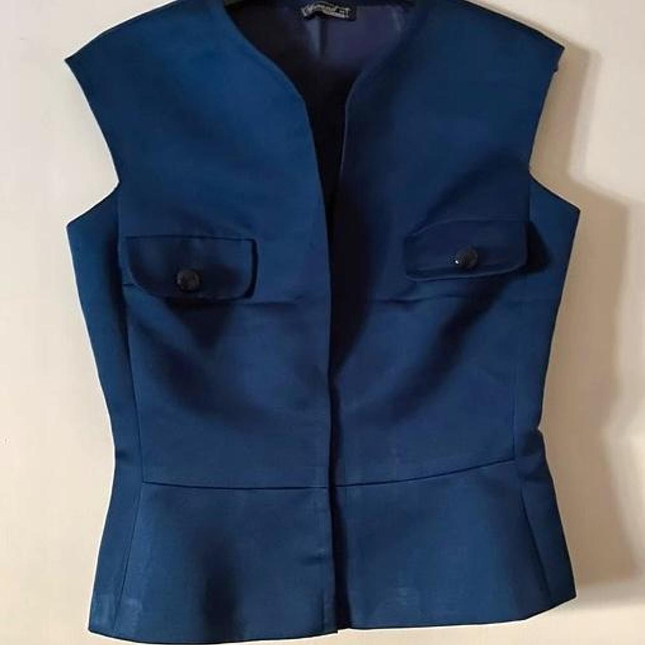 Women's Navy and Blue Vest | Depop