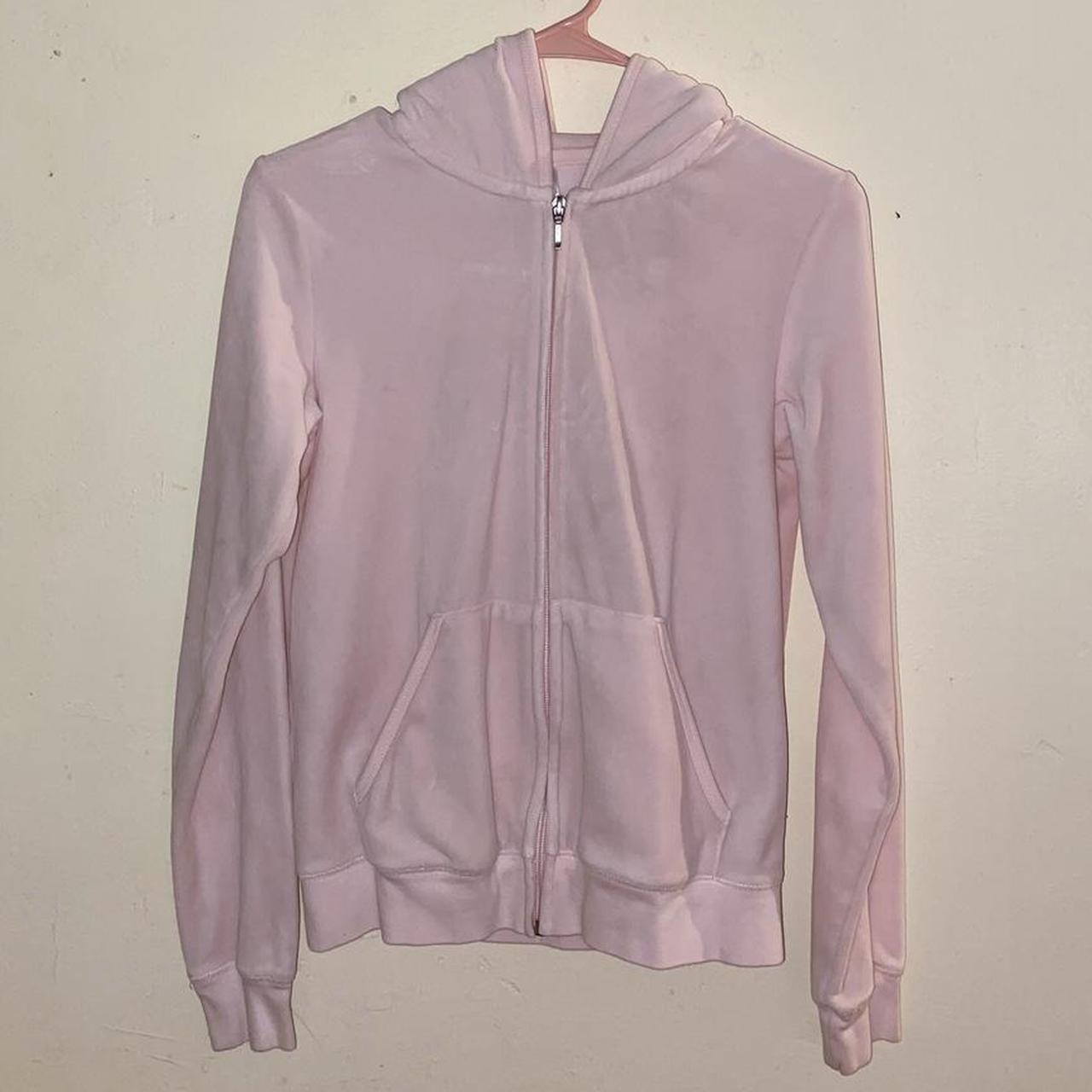 Baby pink velour tracksuit sweater NOT JUICY COUTURE... - Depop