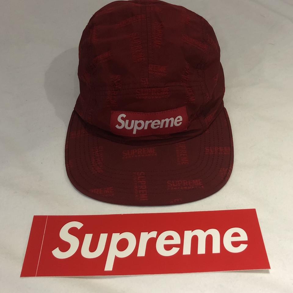 SS19 Supreme Red Terry Glitter Camp Box Logo Cap - Depop