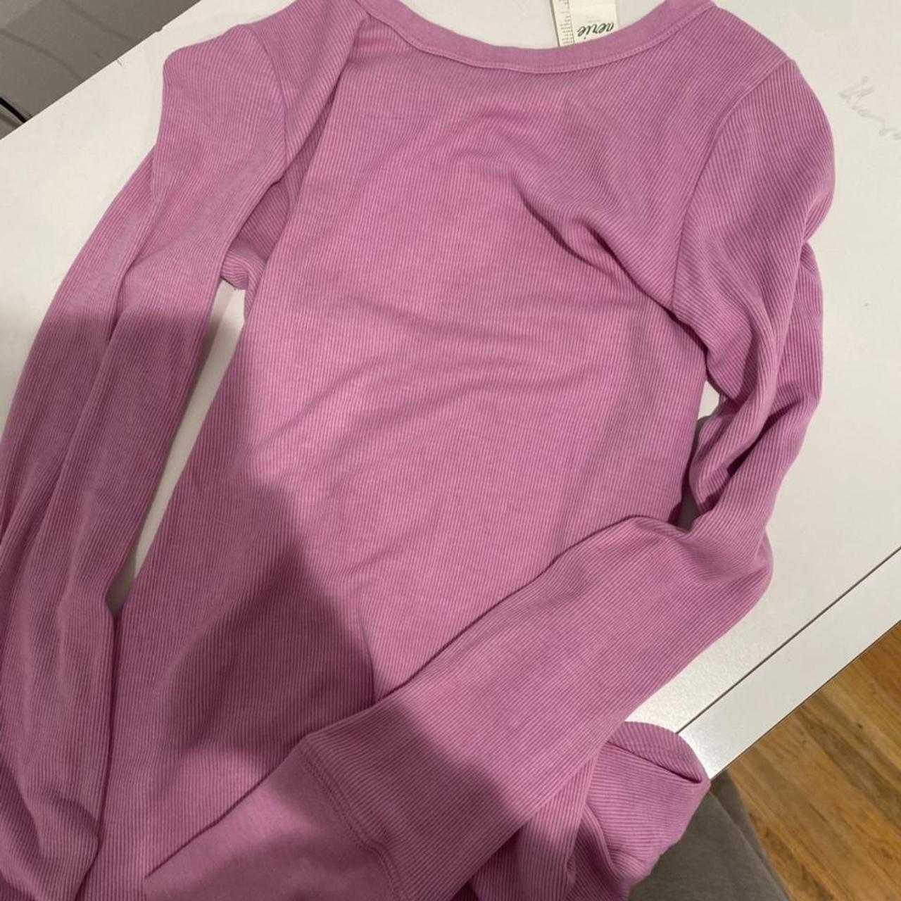 Aerie pink ribbed long sleeve shirt. New with tags.... - Depop