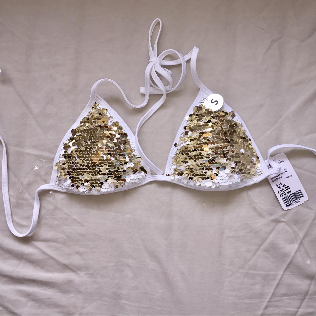 White sequin best sale bikini top