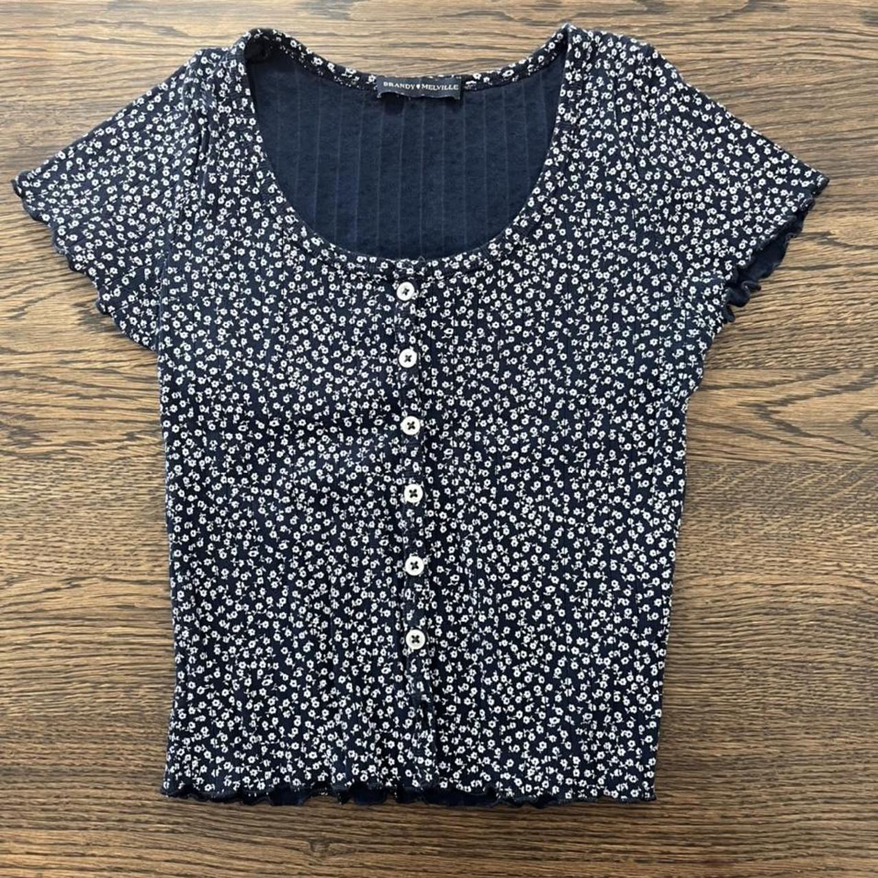 Dark Navy Blue Brandy Melville Zelly Top With - Depop