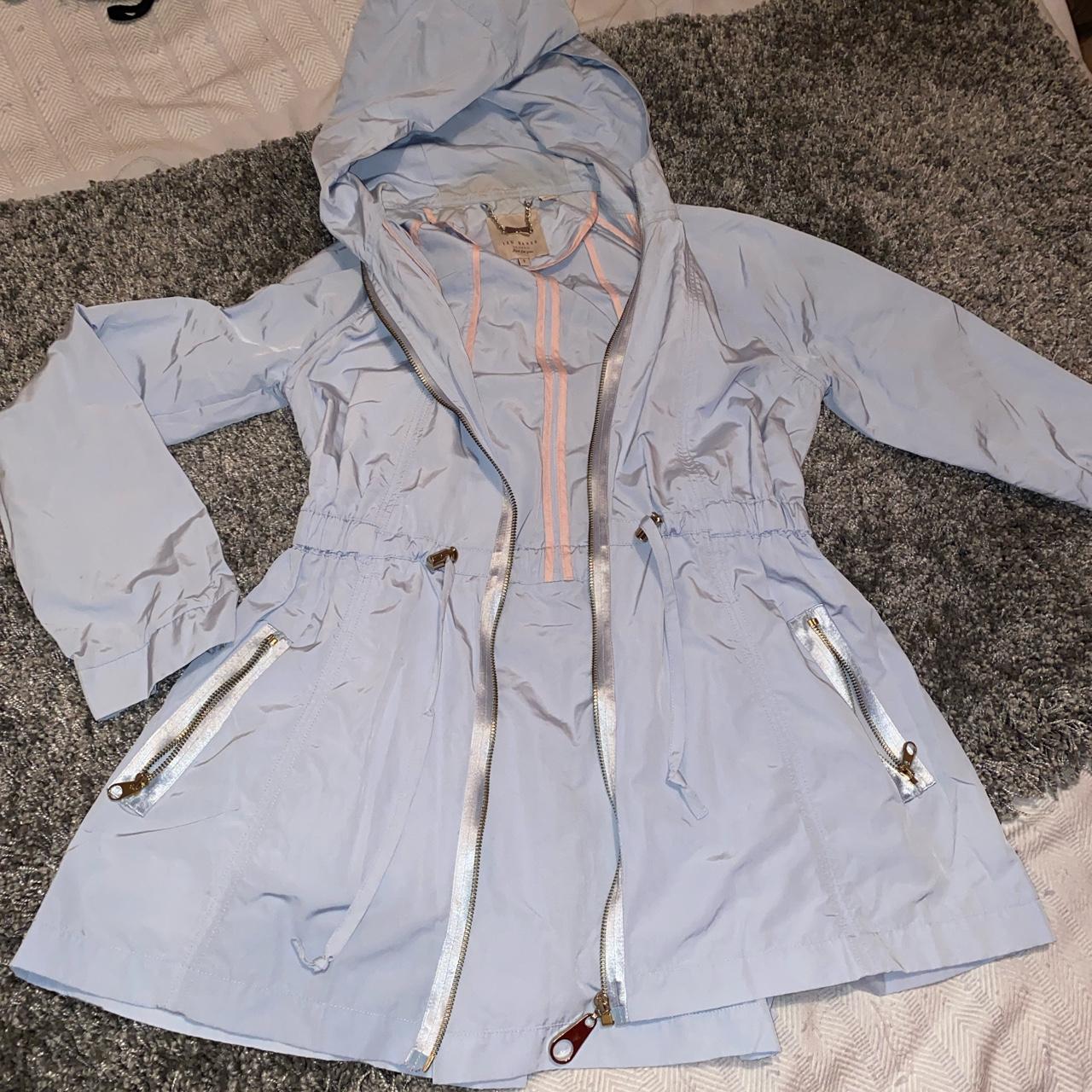 TED BAKER NAAOMI SWING RAIN JACKET IN PALE BLUE SIZE... Depop