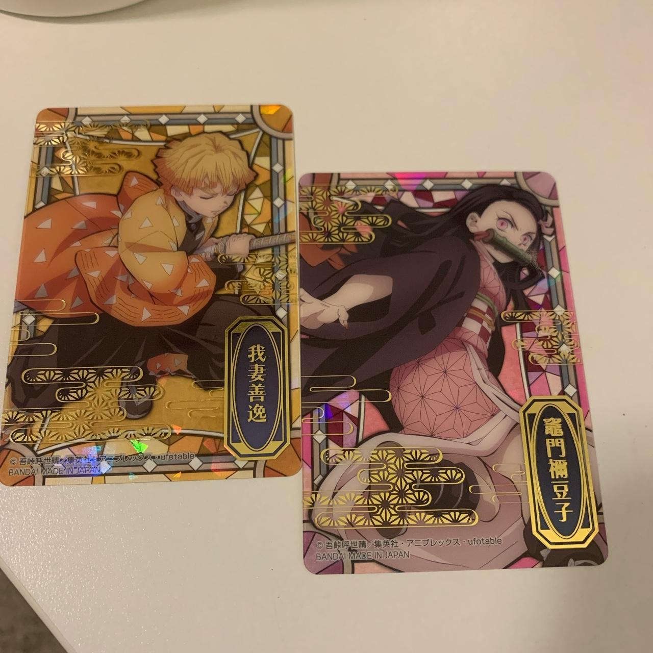 Zenitsu & Nezuko Stained Glass Card in Gold... - Depop