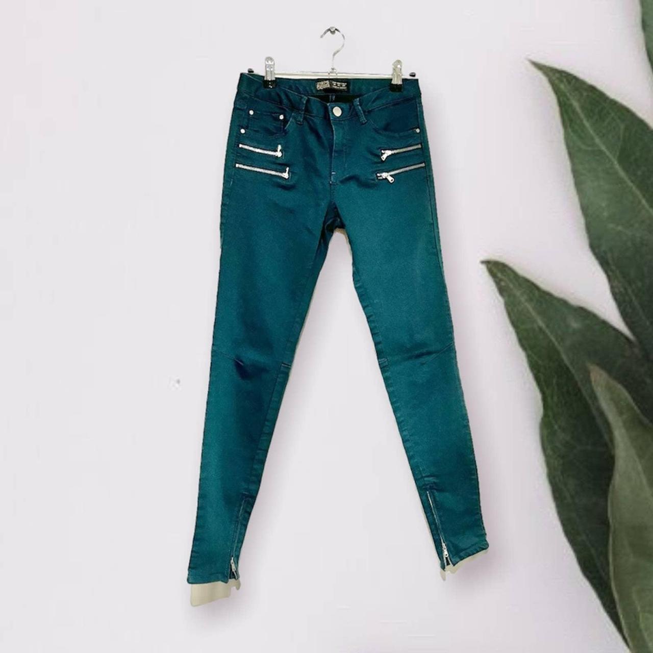 Zara Zippered Ankle Green Jeans size 4 Euc Size... Depop
