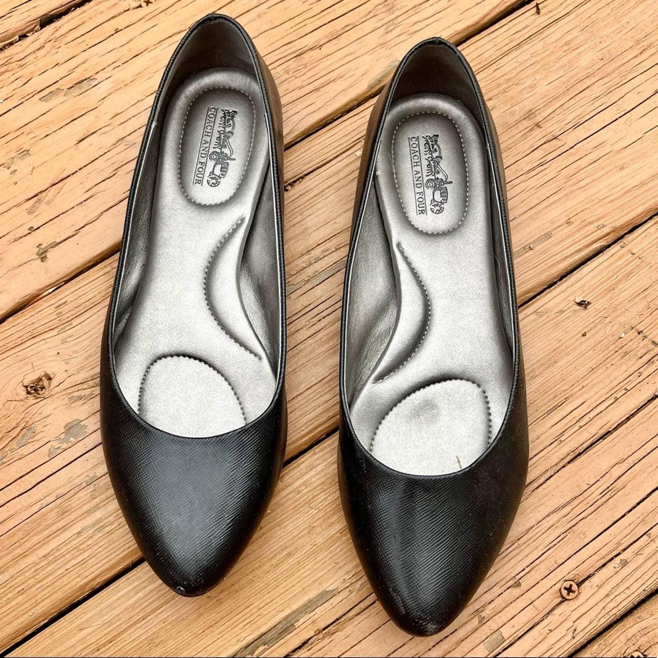 Coach black store leather flats