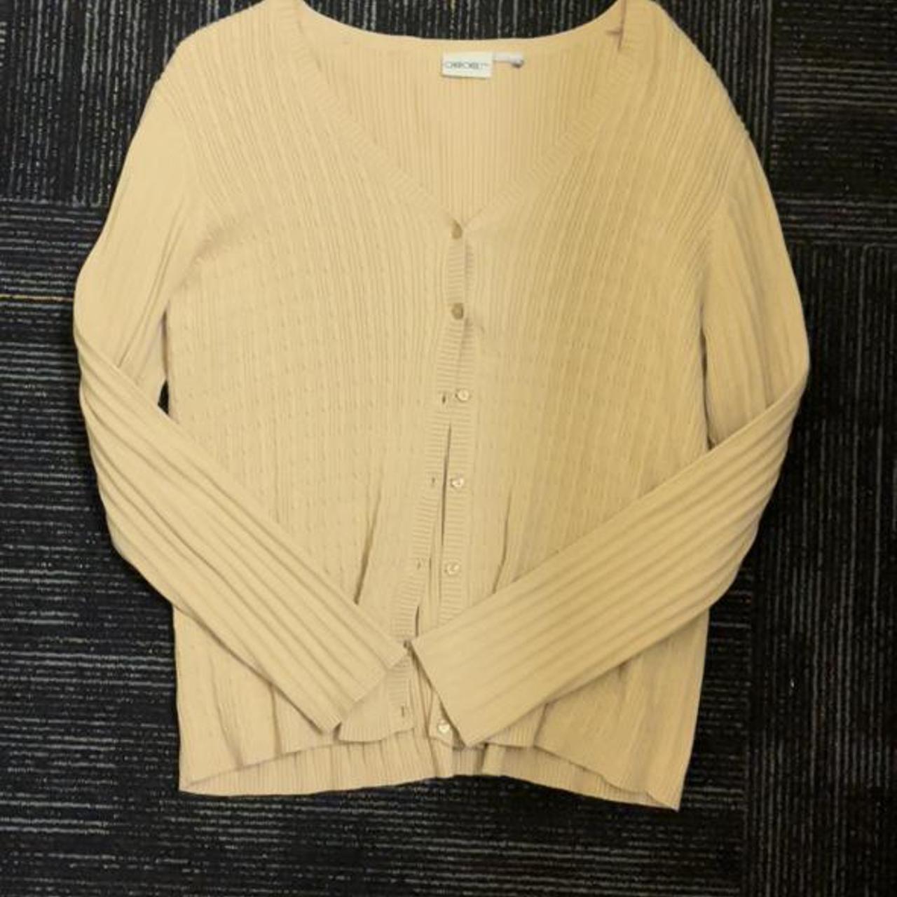 yellow button up sweater