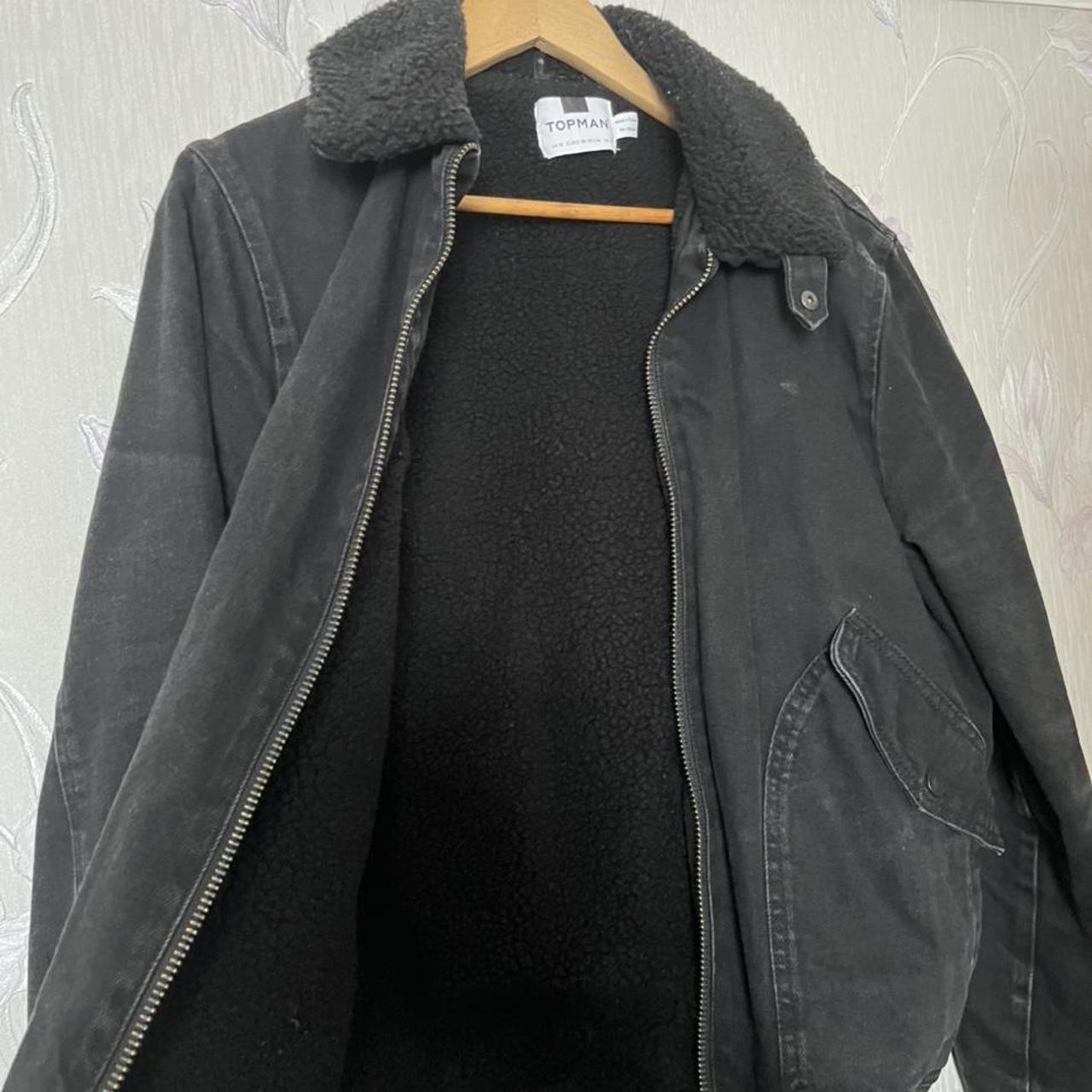 Medium mens black denim jacket with cotton inner... Depop