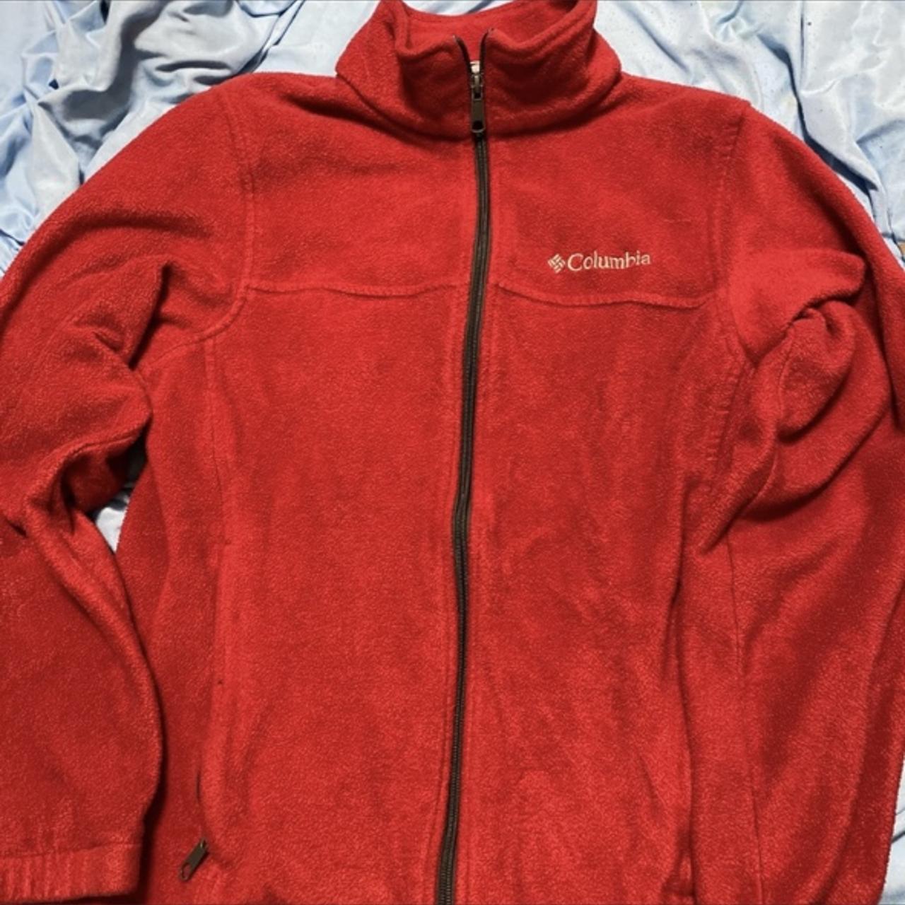 Red Columbia jacket with zip pockets Columbia red... Depop