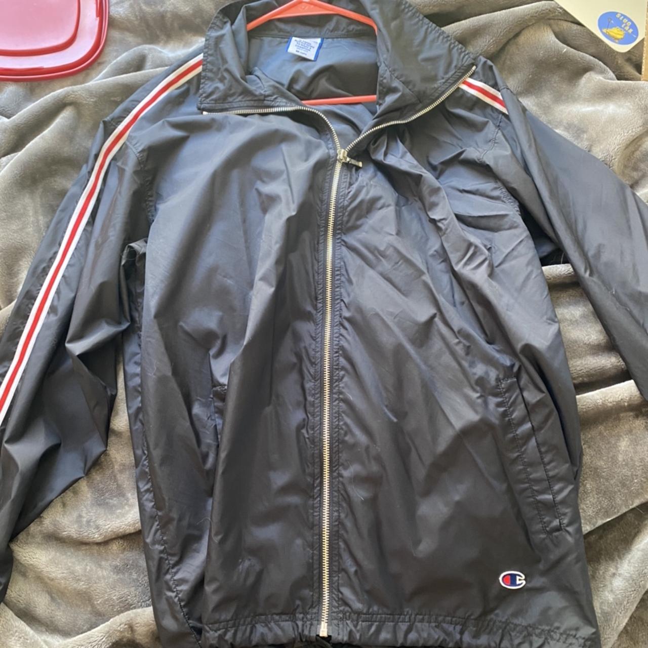 thrifted Champion windbreaker zip up jacket!!! -size... - Depop